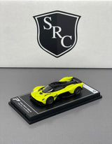 Aston Martin Valkyrie - PosterCars 1:64 Diecast Lime Essence on Stand