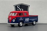 VW Bus Double Cab Pickup Red & Blue - Kinsmart 1:34 Diecast