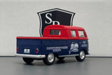 VW Bus Double Cab Pickup Red & Blue - Kinsmart 1:34 Diecast