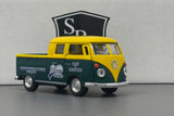 VW Bus Double Cab Pickup Yellow & Green - Kinsmart 1:34 Diecast