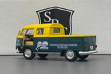 VW Bus Double Cab Pickup Yellow & Green - Kinsmart 1:34 Diecast
