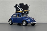 Volkswagen Classical Beetle with Surfboard Blue - Kinsmart 1:32 Diecast