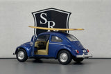 Volkswagen Classical Beetle with Surfboard Blue - Kinsmart 1:32 Diecast
