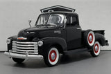 Chevrolet 3100 Pickup Truck Black Red Wheels - Welly 1:24 Diecast